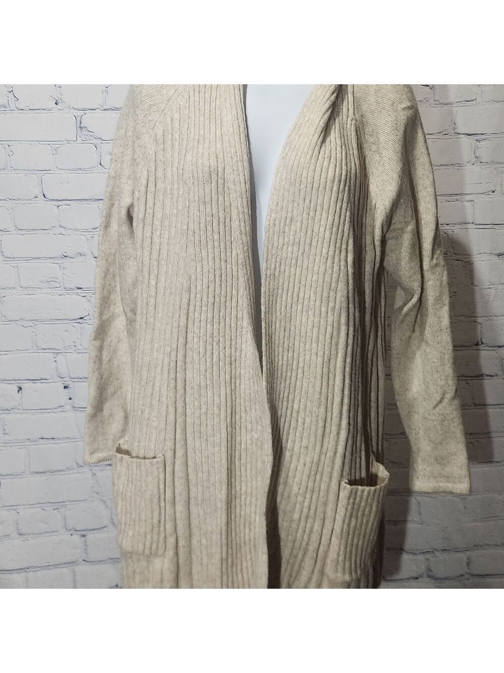 NWOT Cozy Versatile Cream Open-Front Marled  Knit Casual Long  Sweater